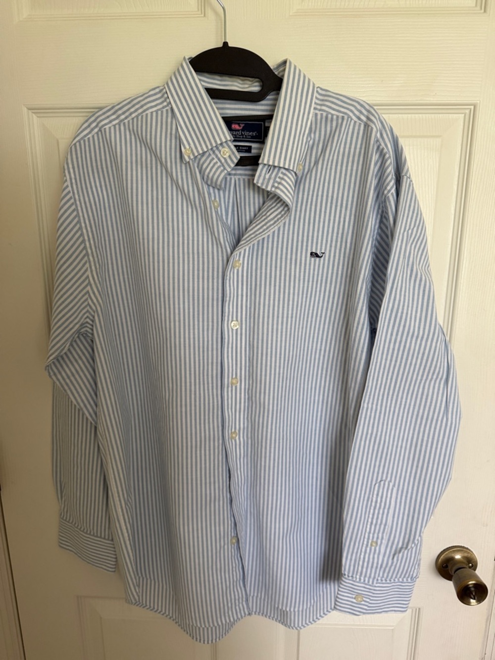 Vineyard Vines Light Blue and White Striped Button-Down Shirt